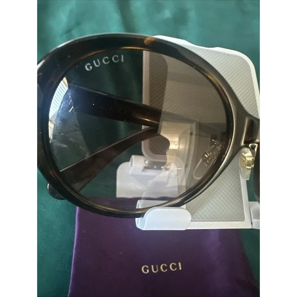 Gucci GG0370SK 002 56 19 145 Bee Gradient Tortoise Sunglasses Italy Purple Case